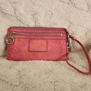 Coach Poppy patent leather dark pink wallet